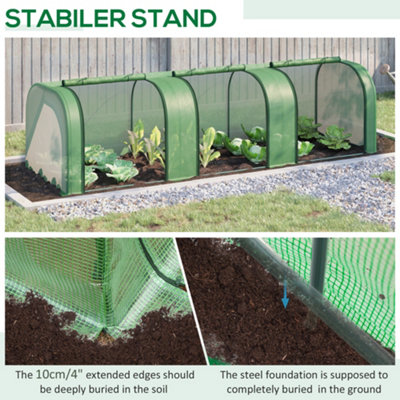 Outsunny Tunnel Greenhouse Steel Frame for Garden w/ Zipper Doors - 5