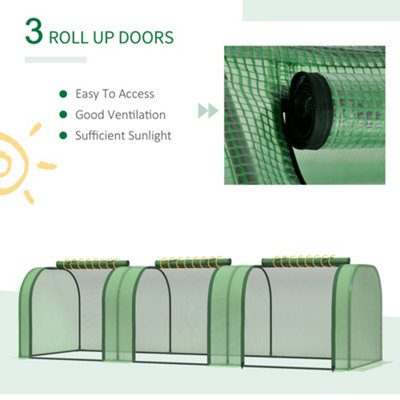 Outsunny Tunnel Greenhouse Steel Frame for Garden w/ Zipper Doors - 7