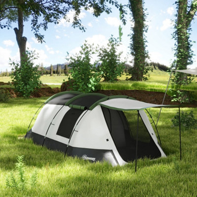 Outsunny Tunnel Tent with Bedroom, Living Room and Porch for 3-4 Man, Green  | DIY at B&Q