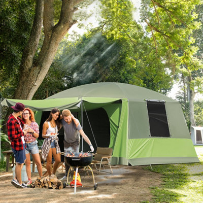 Outsunny Two Room Dome Tent Camping Shelter with Porch and Portable Carry Bag DIY at B Q