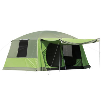 Outsunny Two Room Dome Tent Camping Shelter with Porch and Portable Carry Bag