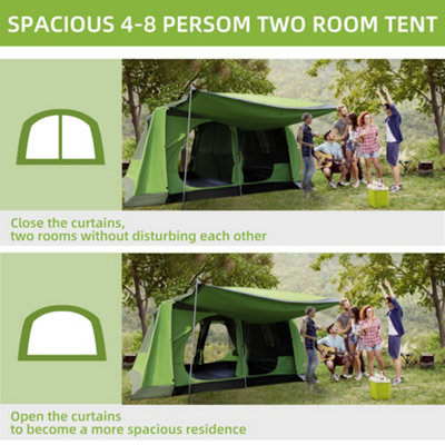 Outsunny Two Room Dome Tent Camping Shelter with Porch and Portable Carry Bag - 4