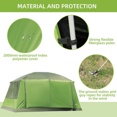 Outsunny Two Room Dome Tent Camping Shelter with Porch and Portable Carry Bag - 5