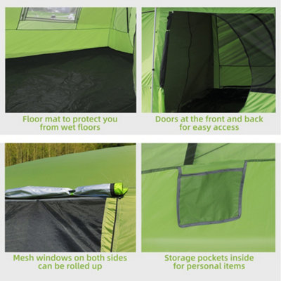 Outsunny Two Room Dome Tent Camping Shelter with Porch and Portable Carry Bag - 6