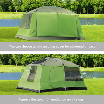 Outsunny Two Room Dome Tent Camping Shelter with Porch and Portable Carry Bag - 7