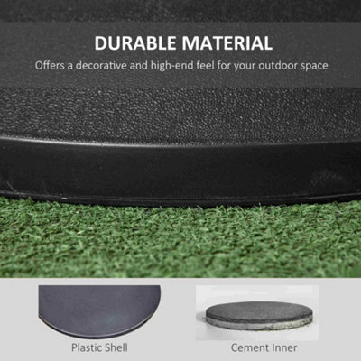 Outsunny Umbrella Base Grand Round Weight Steel Black 50cm Patio Outdoor - 4