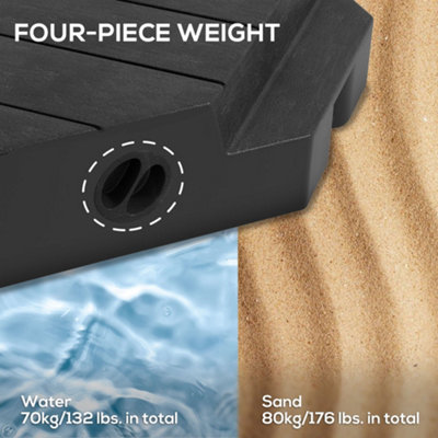 Outsunny Umbrella Weights for Offset Parasols, 80kg Sand or 60kg Water Filled