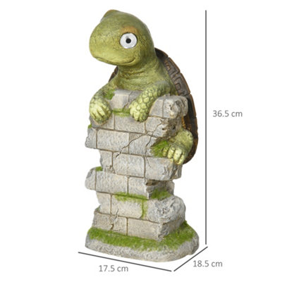 Outsunny Vivid Garden Statue Tortoise Sculpture with Solar-powered LED Light