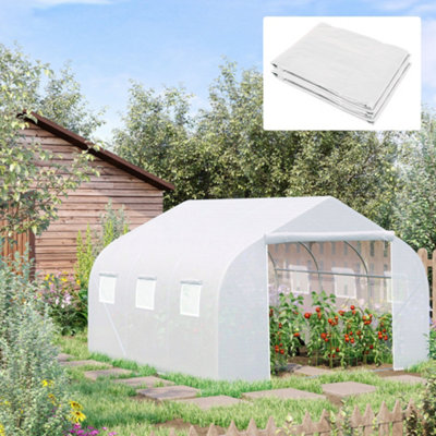 Outsunny Walk In Greenhouse Cover Replacement Growhouse PE Cover 4.5x3x2m White