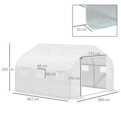 Outsunny Walk In Greenhouse Cover Replacement PE Cover 4.5x3x2m White - 3