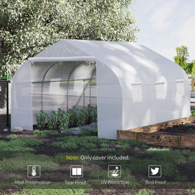 Outsunny Walk In Greenhouse Cover Replacement PE Cover 4.5x3x2m White - 4