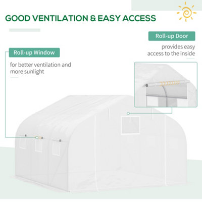 Outsunny Walk In Greenhouse Cover Replacement PE Cover 4.5x3x2m White - 5