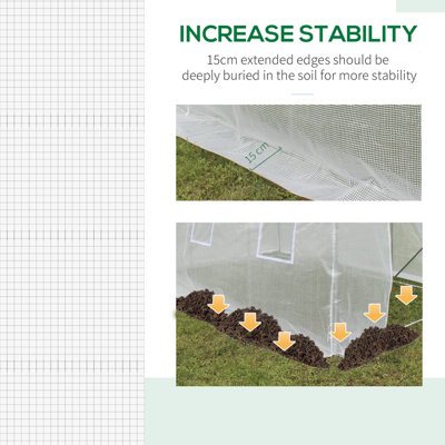 Outsunny Walk In Greenhouse Cover Replacement PE Cover 4.5x3x2m White - 6