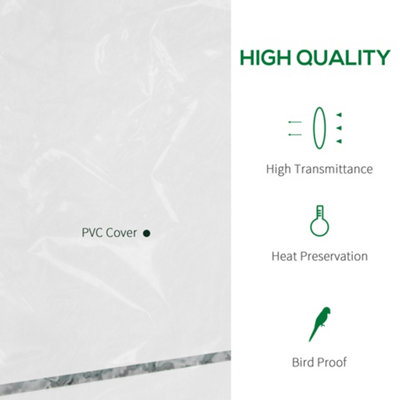 Outsunny Walk In Greenhouse Garden Clear PVC Frame Shelves Reinforced Plant Grow Deep Green Frame - 4