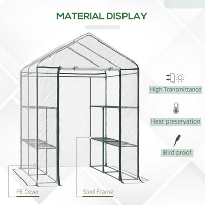 Outsunny Walk In Greenhouse Garden Clear PVC Frame Shelves Reinforced Plant Grow - 4