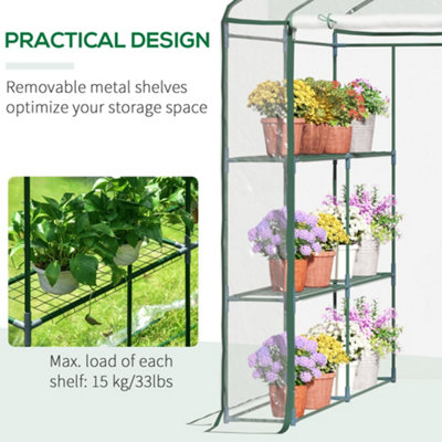 Outsunny Walk In Greenhouse Garden Clear PVC Frame Shelves Reinforced Plant Grow - 7