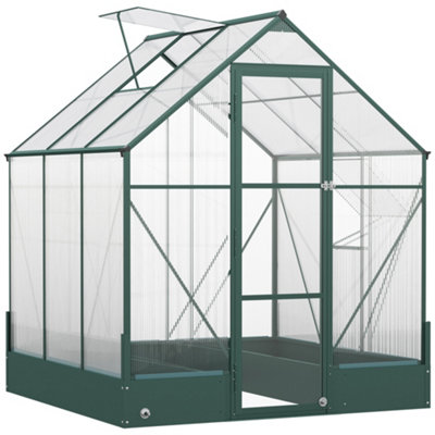 Outsunny Walk-in Greenhouse Garden Polycarbonate Aluminium w/ Smart Window 6x6ft