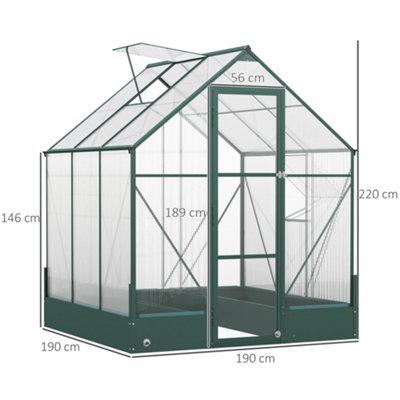 Outsunny Walk-in Greenhouse Garden Polycarbonate Aluminium w/ Smart Window 6x6ft - 3