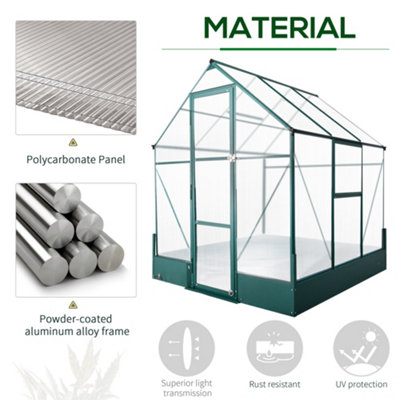 Outsunny Walk-in Greenhouse Garden Polycarbonate Aluminium w/ Smart Window 6x6ft - 4