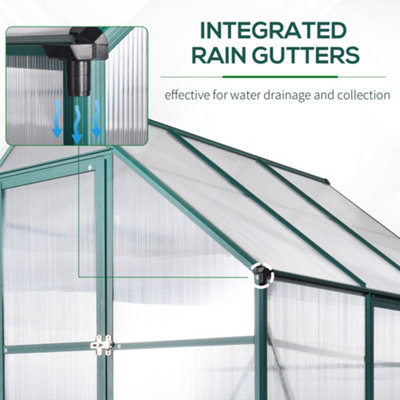 Outsunny Walk-in Greenhouse Garden Polycarbonate Aluminium w/ Smart Window 6x6ft - 8