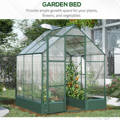 Outsunny Walk-in Greenhouse Garden Polycarbonate Aluminium w/ Smart Window 6x6ft - 9