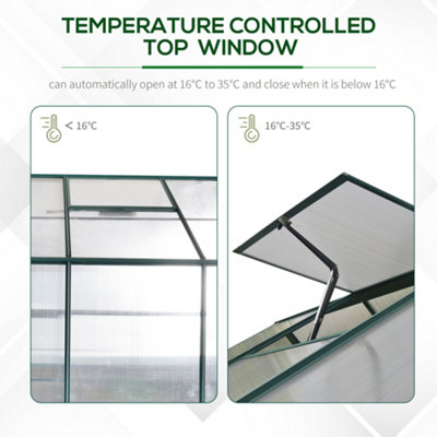 Outsunny Walk-in Greenhouse Garden Polycarbonate Aluminium w/ Smart Window 6x8ft - 6
