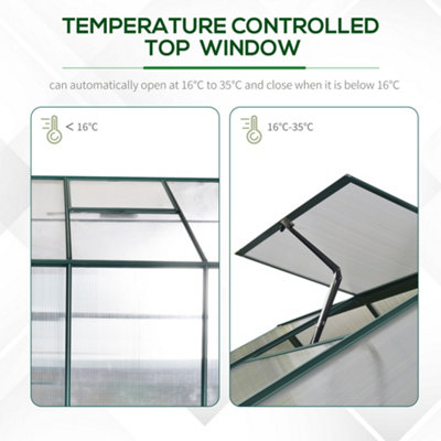 Outsunny Walk-in Greenhouse Garden Polycarbonate Aluminium w/ Smart Window 6x8ft