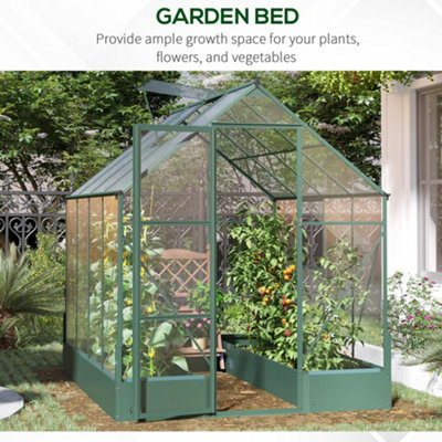 Outsunny Walk-in Greenhouse Garden Polycarbonate Aluminium w/ Smart Window 6x8ft - 9