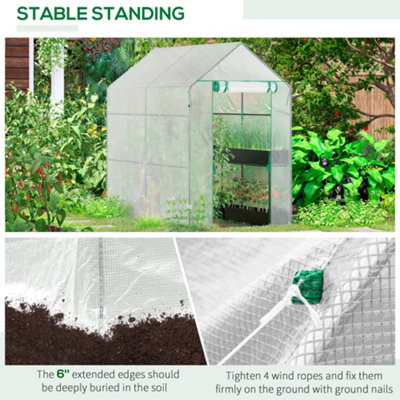 Outsunny Walk in Greenhouse w/Shelves Steeple Grow House 186x 120 x 190cm White - 6