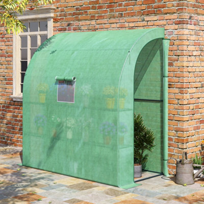 Outsunny Walk-In Lean to Wall Greenhouse w/Window&Door 200Lx 100W x ...