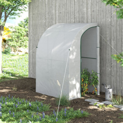 Outsunny Walk-In Lean to Wall Greenhouse w/ Zippered Door 143x118x212cm ...