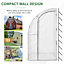 Outsunny Walk-In Lean to Wall Greenhouse w/ Zippered Door 143x118x212cm, White
