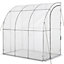 Outsunny Walk-In Lean to Wall Greenhouse w/ Zippered Door 214x118x212cm, White