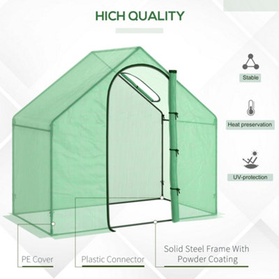 Outsunny Walk-In Portable Greenhouse Mini Grown House Steel Frame Window Green - 7