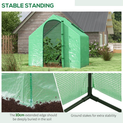 Outsunny Walk-In Portable Greenhouse Mini Grown House Steel Frame Window Green - 4