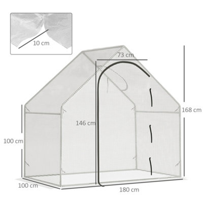 Outsunny Walk-In Portable Greenhouse Mini Grown House Steel Frame Window White - 3