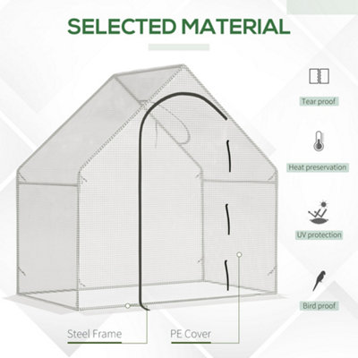 Outsunny Walk-In Portable Greenhouse Mini Grown House Steel Frame Window White - 6