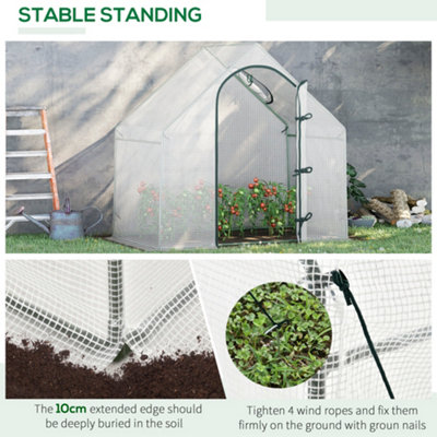 Outsunny Walk-In Portable Greenhouse Mini Grown House Steel Frame Window White - 4