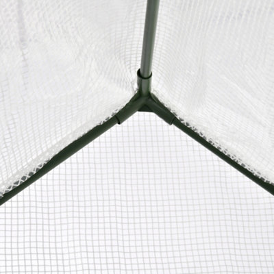 Outsunny Walk-In Portable Greenhouse Mini Grown House Steel Frame Window White - 9