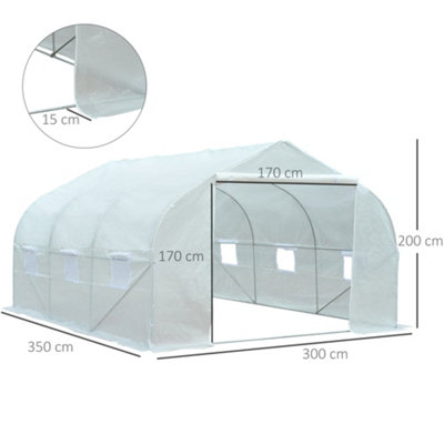 Outsunny Walk-in Tunnel Greenhouse Gardening Planting Shed Heavy Duty Warm House - 3