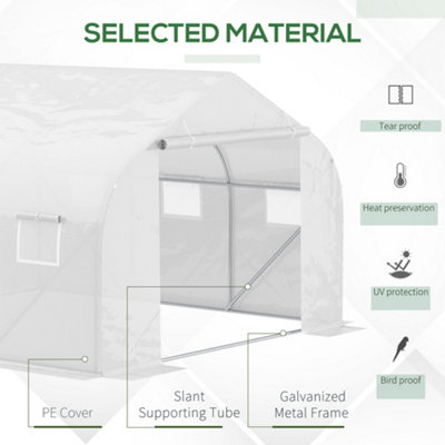 Outsunny Walk-in Tunnel Greenhouse Gardening Planting Shed Heavy Duty Warm House - 4