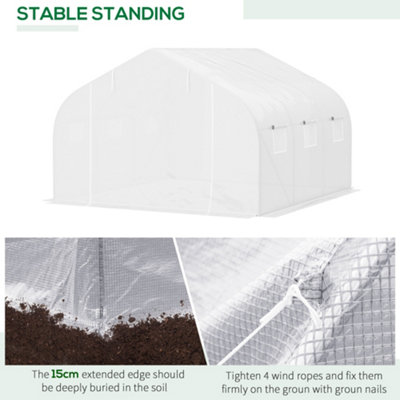 Outsunny Walk-in Tunnel Greenhouse Gardening Planting Shed Heavy Duty Warm House - 5