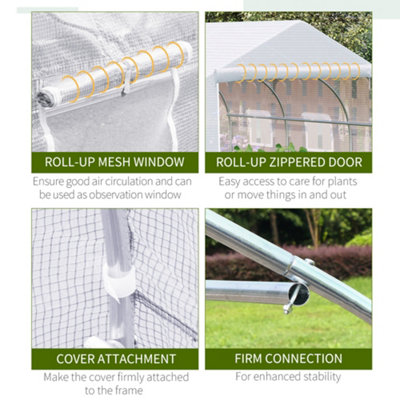 Outsunny Walk-in Tunnel Greenhouse Gardening Planting Shed Heavy Duty Warm House - 6