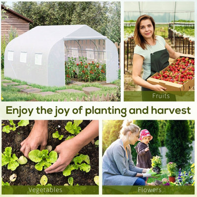 Outsunny Walk-in Tunnel Greenhouse Gardening Planting Shed Heavy Duty Warm House - 7