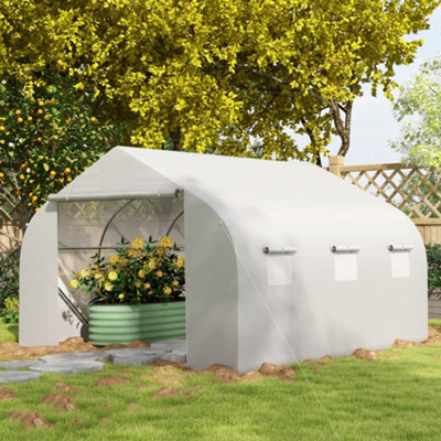 Outsunny Walk-in Tunnel Greenhouse Gardening Planting Shed Heavy Duty Warm House - 9