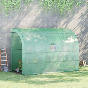 Outsunny Walk-In Tunnel Wall Greenhouse with Windows and Doors, 2 Tiers