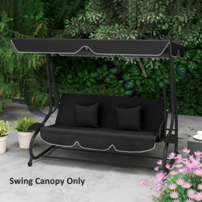Outsunny Waterproof Garden Swing Canopy Replacement 3 Seater, Black