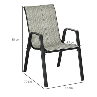 Outsunny Wicker Dining Chairs Set of 4, Stackable Outdoor Chairs, Mixed Grey