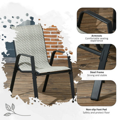 Outdoor Patio Chairs Set Of 6 Stackable Dining Chairs All-Weather