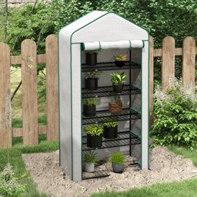Outsunny Widened Mini Greenhouse 5 Tier Green House, 193H x 90W x 49Dcm, White